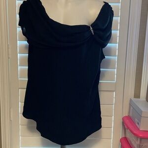 S.L. Fashions Black Draped Blouse
